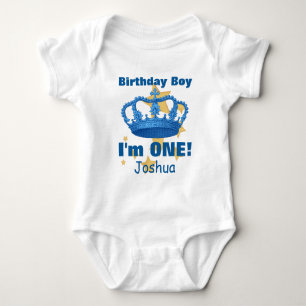 Geburtstagskind mit Krone Ich bin eins! Individuel Baby Strampler
