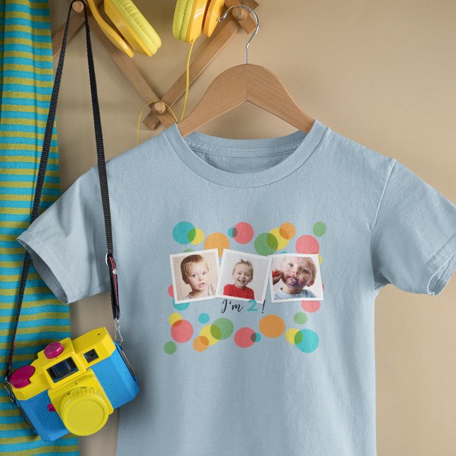 Geburtstagskinder-Fotos und Polka Dots Custom Age Kleinkind T-shirt (Von Creator hochgeladen)