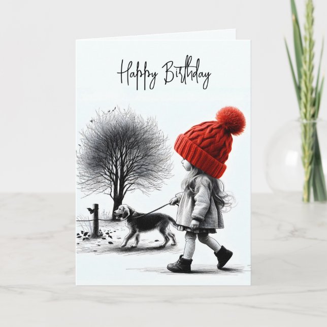 Geburtstagskinder gehen ihrem Hund Karte (Vorderseite)