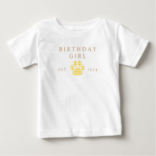 Geburtstagskinder Gelbe Gingham-Pfotenabdruck-Gebu Baby T-shirt