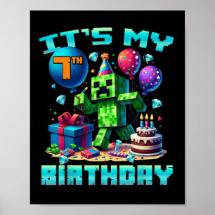 Geburtstagskinder ihre 7. GeburtstagsGamer-Pixelza Poster