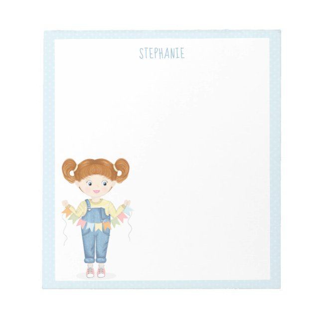 Geburtstagskinder in Overalls, Redhead Notepad Notizblock (Vorderseite)