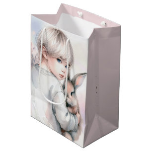 Geburtstagskinder mit einem Hasen für Haustiere Mittlere Geschenktüte