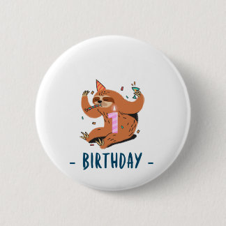 Geburtstagskleidung Baby Girls Sloth Lover 41. Button