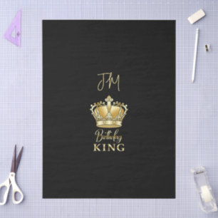 Geburtstagskönig Goldkrone Königin Luxus Monogramm Seidenpapier