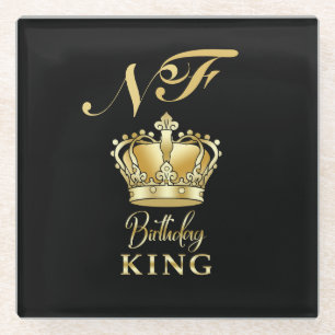Geburtstagskönig Goldkrone Royal Monogram Luxus Glasuntersetzer