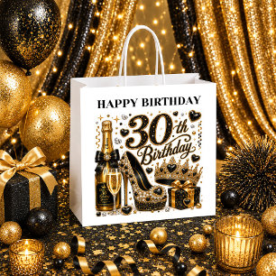 Geburtstagskönigin 30. Geburtstag Schwarz Gold Gli Große Geschenktüte