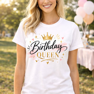 Geburtstagskönigin Elegantes Skript mit goldener K T-Shirt