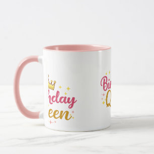 Geburtstagskönigin-Kronendesign – Süße rosa golden Tasse