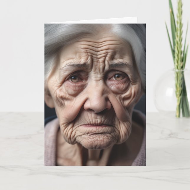 Geburtstagskranky Old Lady Face Karte (Vorderseite)
