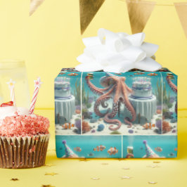 Geburtstagsktopus mit Bier Geschenkpapier