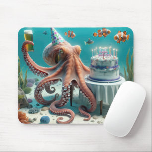 Geburtstagsktopus mit Bier Mousepad