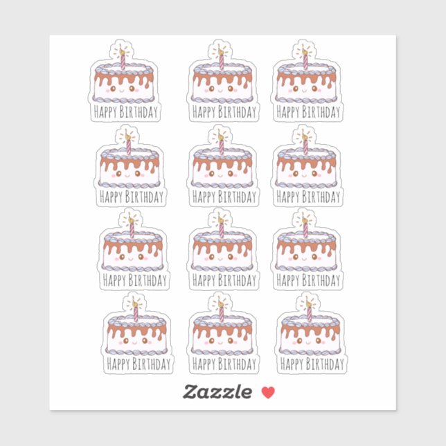 Geburtstagskuchen Aufkleber (Blatt)