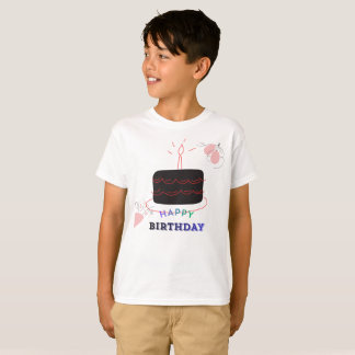 Geburtstagskuchen bedrucktes Kindershirt T-Shirt