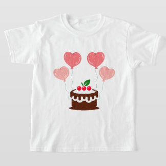 Geburtstagskuchen bedrucktes Mädchen Basic-T-Shirt T-Shirt