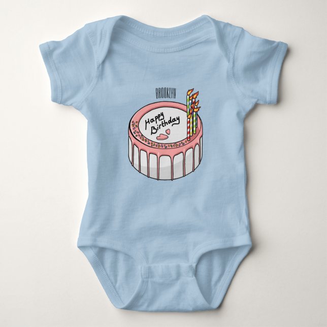 Geburtstagskuchen-Cartoon Baby Strampler (Vorderseite)