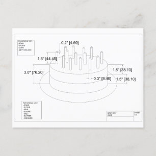 Geburtstagskuchen des Ingenieurs Postkarte