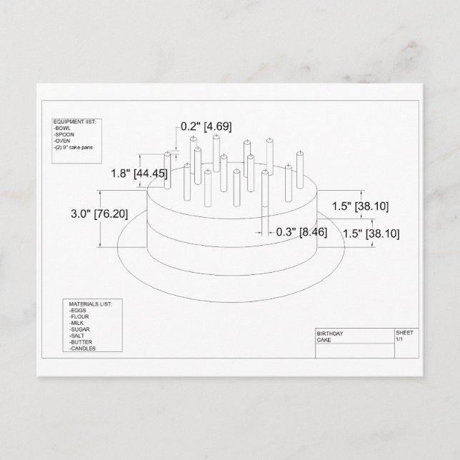 Geburtstagskuchen des Ingenieurs Postkarte (Vorderseite)
