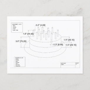 Geburtstagskuchen des Ingenieurs Postkarte