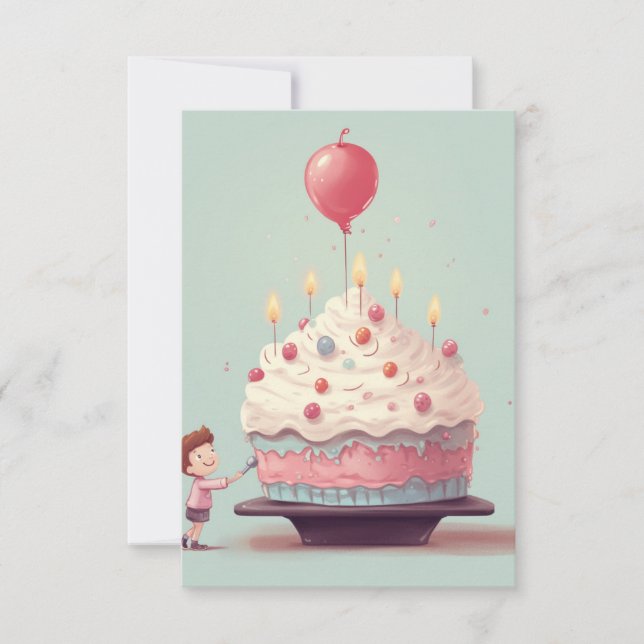 Geburtstagskuchen, Eiscreme, Geburtstag Dankeskarte (Vorderseite)