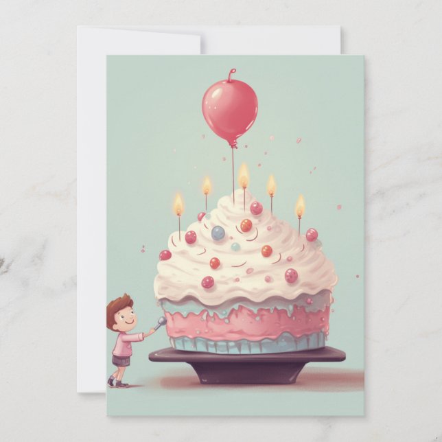 Geburtstagskuchen, Eiscreme, Geburtstag Einladung (Vorderseite)