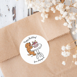 Geburtstagskuchen Fox Red Labrador Cartoon Schlich Runder Aufkleber