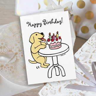 Geburtstagskuchen Gelbes Labrador Cartoon Schlicht Karte
