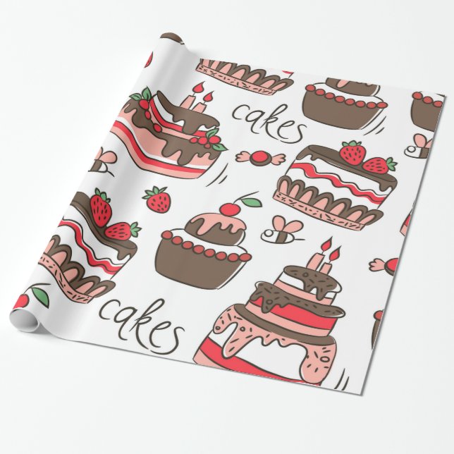 Geburtstagskuchen Geschenkpapier (Ungerollt)