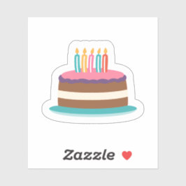 Geburtstagskuchen mit Kerzen | Farbenfroher Kuchen Aufkleber