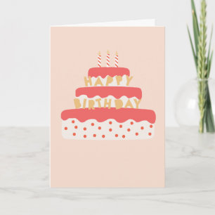 Geburtstagskuchen mit Kerzen Sprinklen rosa Karte