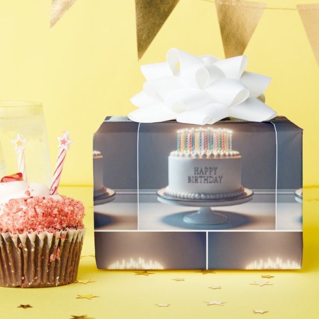 Geburtstagskuchen mit vielen Kerzen Geschenkpapier (Geburtstagsparty)