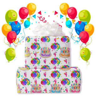Geburtstagskuchen NAME Balloons Persönliche Alteru Geschenkpapier