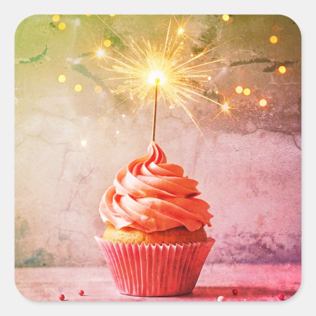 Geburtstagskuchen oder Umschlag Aufkleber (Vorderseite)