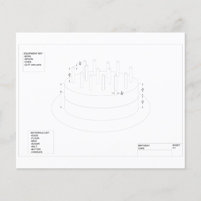 Geburtstagskuchen Party-Karte (Vorderseite)