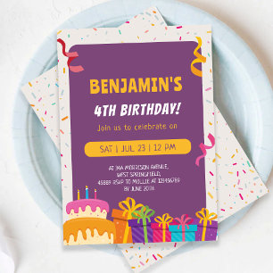 Geburtstagskuchen und Geschenke Design Geburtstag  Einladung