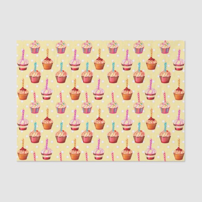 Geburtstagskuchen und Polka Dot Seidenpapier (Vorderseite)