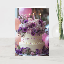 Geburtstagskuchen Violette Stiefmütterchen Hydrang Karte
