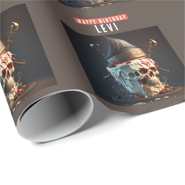 Geburtstagskuchen zum Thema Piraten Geschenkpapier (Rolleneckpunkt)