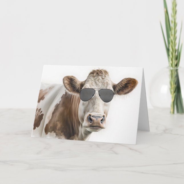 Geburtstagskuh Hereford mit Sonnenbrille Karte (Vorderseite)
