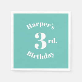 Geburtstagslicht aquamariner Individuelle Name und Serviette