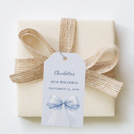 Geburtstagslichtblauer Schleifen-DIY zum Beschrift Geschenkanhänger