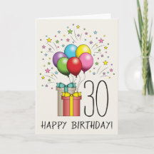 Geburtstagsluftballons und Geschenke mit Alter und