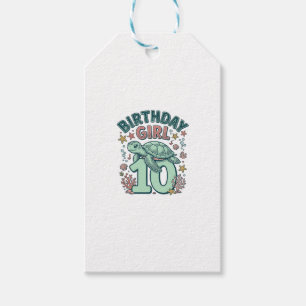 Geburtstagsmädchen 10 Meeresschildkröte Vintage-St Geschenkanhänger