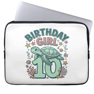 Geburtstagsmädchen 10 Meeresschildkröte Vintage-St Laptopschutzhülle