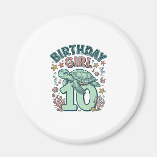 Geburtstagsmädchen 10 Meeresschildkröte Vintage-St Magnet