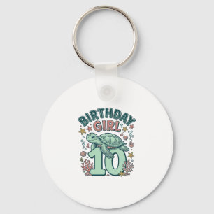 Geburtstagsmädchen 10 Meeresschildkröte Vintage-St Schlüsselanhänger