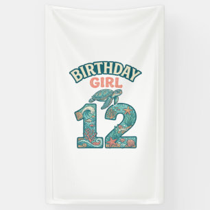 Geburtstagsmädchen 12 Meeresschildkröte Ozean Vint Banner