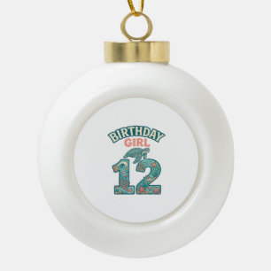 Geburtstagsmädchen 12 Meeresschildkröte Ozean Vint Keramik Kugel-Ornament