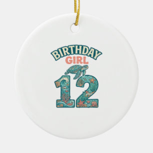 Geburtstagsmädchen 12 Meeresschildkröte Ozean Vint Keramik Ornament