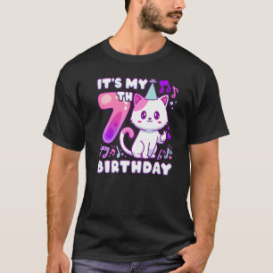 Geburtstagsmädchen 7 Jahre alt, K-Pop Kätzchen mit T-Shirt
